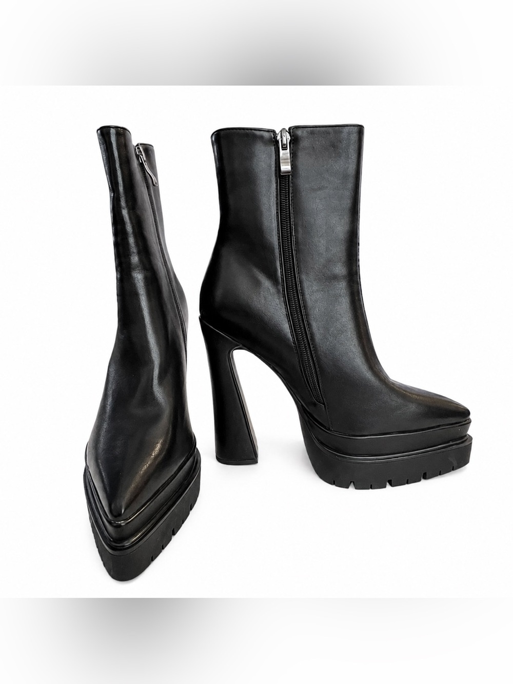 Black Platform Heel Ankle Boots